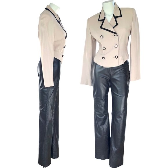 Vintage fitted Double Breasted Blazer+Balloon Leg Trousers+Pencil Skirt Suit - Picture 2 of 8